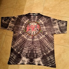 Vintage 90s SLAYER tie dye band T-shirt XL Symmetria Made In USA Promotion 1