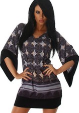 Tunica kimono donna miniabito abito stampa seventy svasato manica kimono L358 .