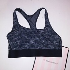 Victoria Secret Sports Bra Medium Black Marl Racerback Unlined Wireless