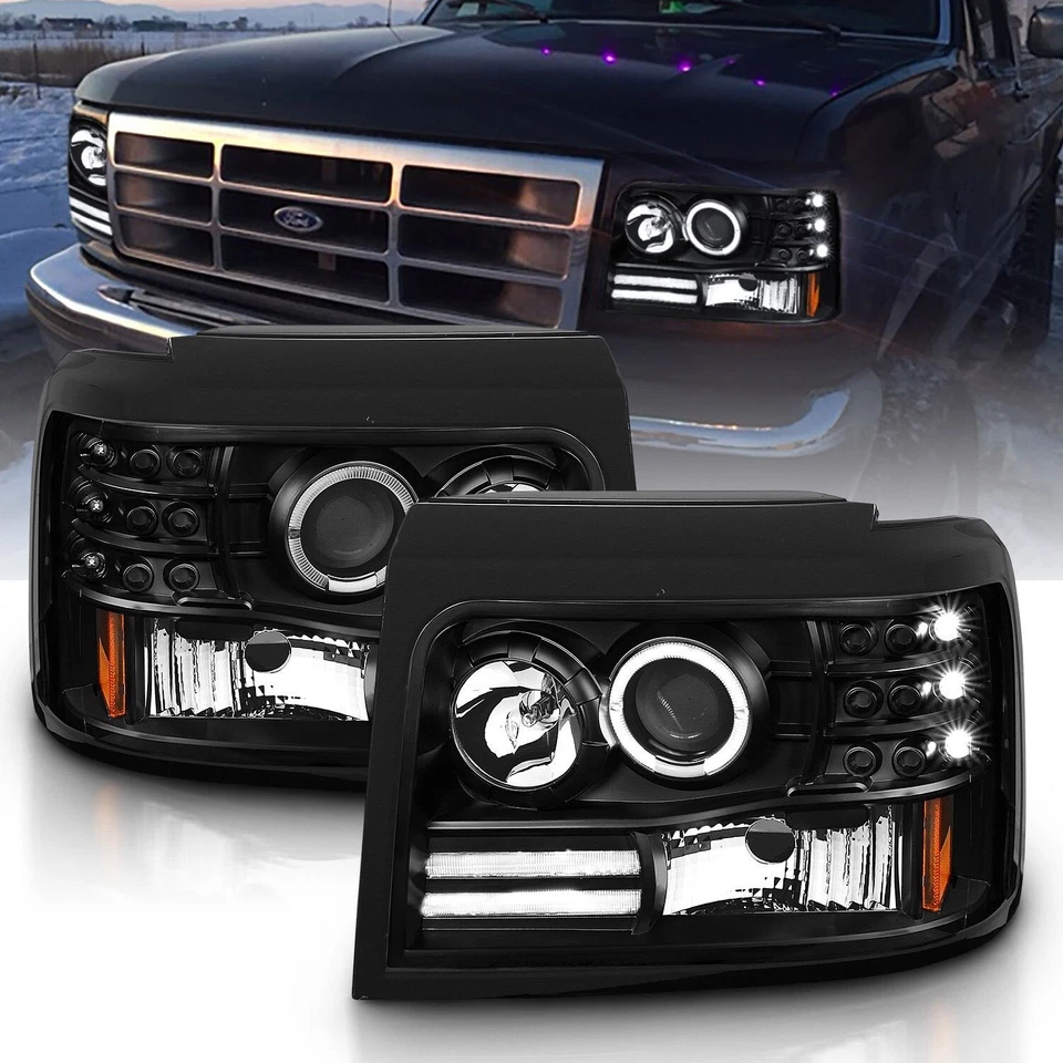 92-96 FAROS PROYECTOR FORD BRONCO F-150/250/350 NEGRO + LUCES TRASERAS NUEVOS Foto 4 de 4