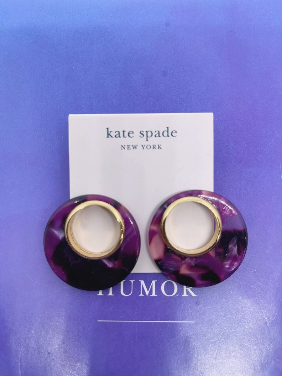 Brand New Kate Spade On The Dot Purple Hoop Earrings UK