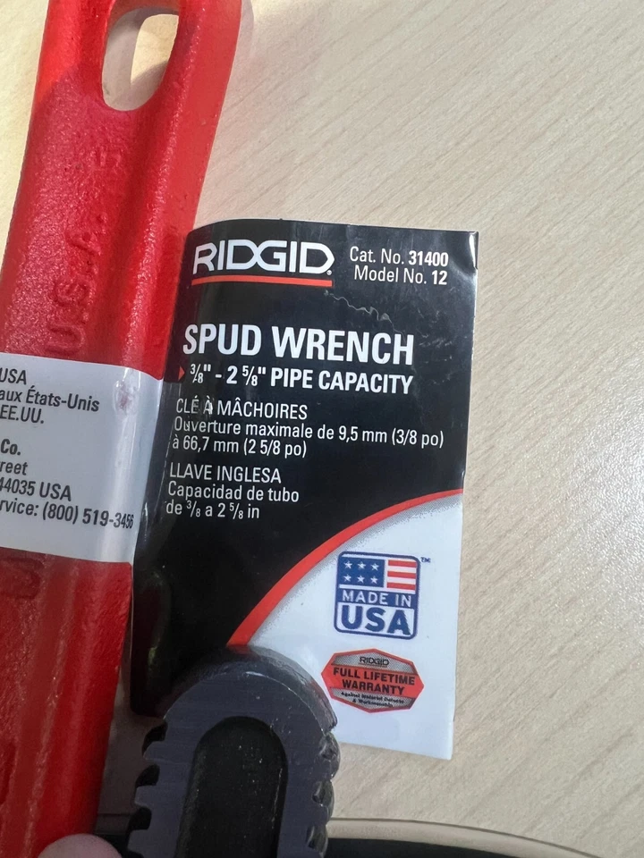 Ridgid Model No. 12 In HD Spud Wrench 3/8" to 2 5/8"  Cat No 31400 - Brand NEW - Image 4 of 4