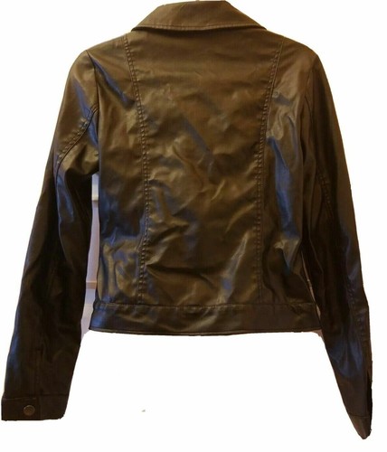 Y2K Rue 21 schwarz Kunstleder schwarz Rüschendetail vorne kurz geschnitten Damen Gr. Small - Bild 2 von 5