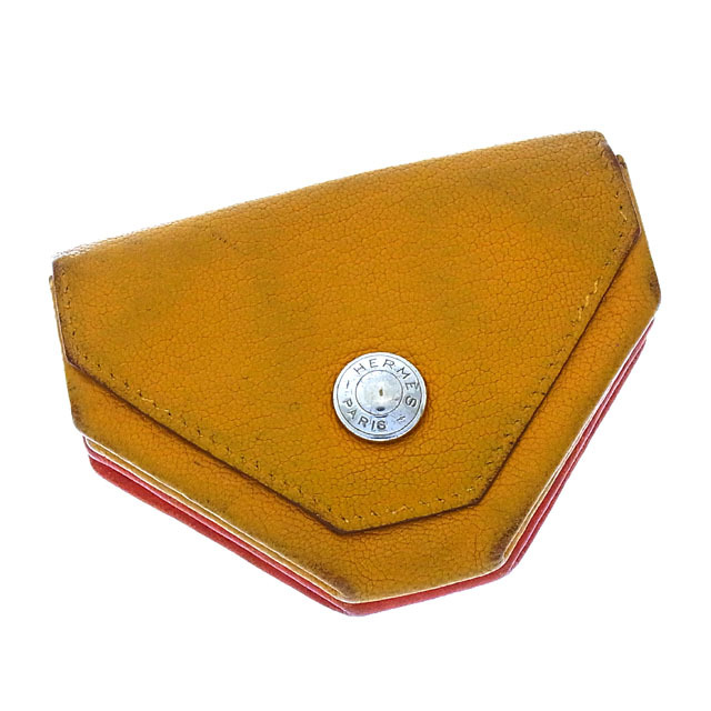 オ*ー様 エルメス　コインケース (オレンジ色) HERMES エルメス アザップシルクイン コンパクト シルバー金具