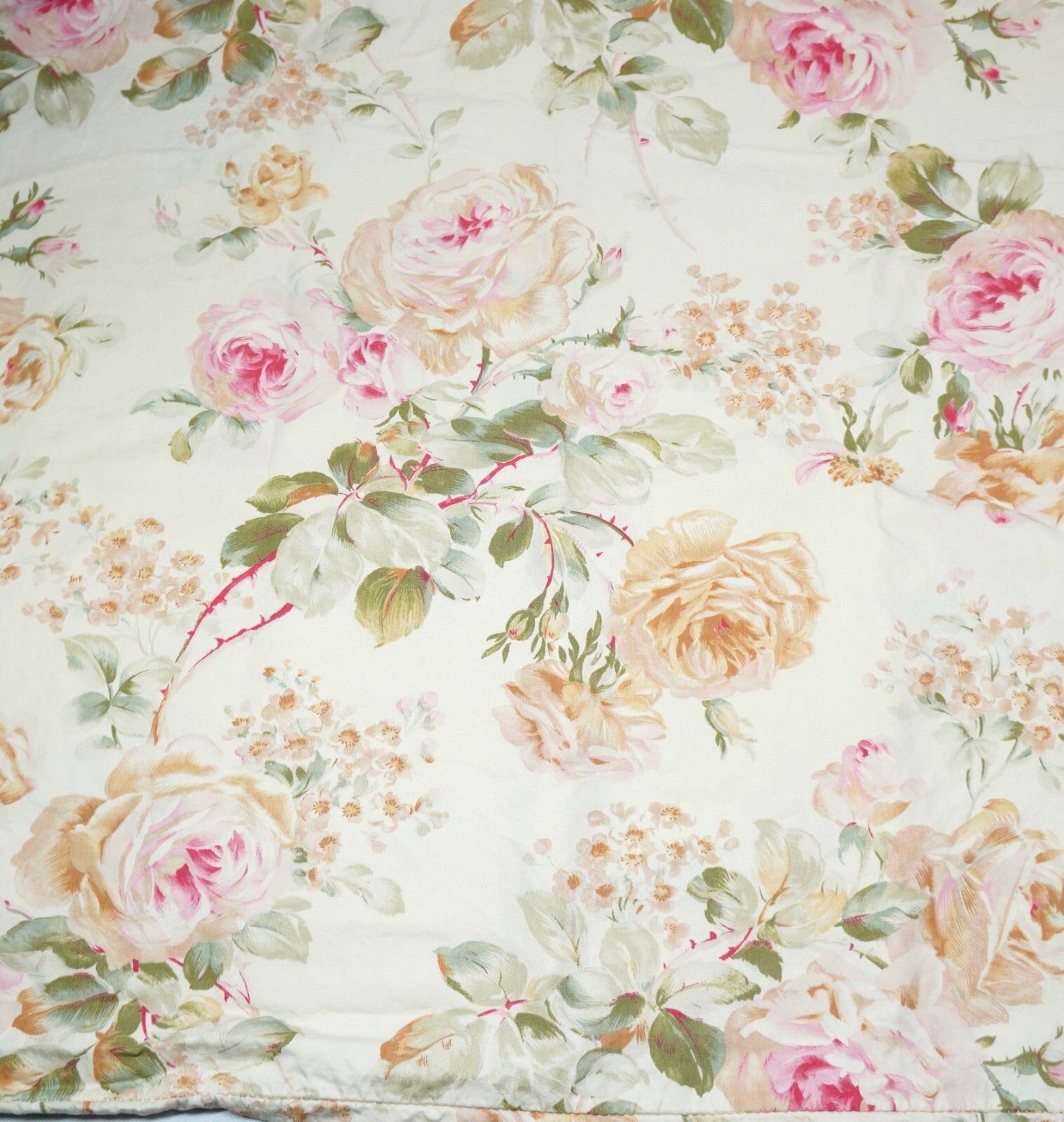 Vtg Ralph Lauren Woodstock Garden Floral CAL KING FITTED Sheet + King