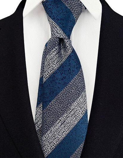 Corbata Gris Plata Azul Rayas Club Hombre Hecho a Mano Corbata Boda Elegante