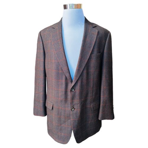 Alan Flusser Men’s 44L Brown Windowpane Wool Cashmere 2 Button  Blazer EUC - Picture 1 of 10
