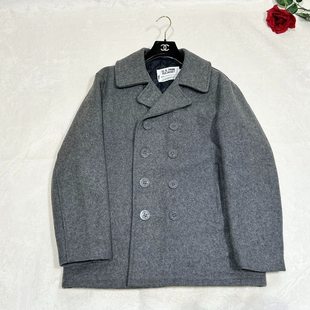 Schott U.S. 740N Pea Coat Jacket Made in USA Wool Gray Size