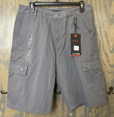 J.COME Men's 32 Dark Gray Cargo Shorts Cotton Viscose 11” Inseam
