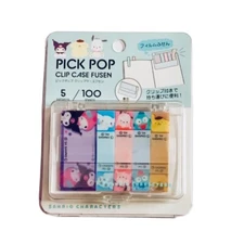 Sanrio Page Flags Pick Pop Clip Case, Sticky Notes, Kuromi Melody Cinnamoroll