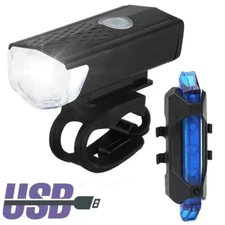 USB LED Rechargeable Bike Bicycle Light Set MTB Road Bike Front Back Headlight L