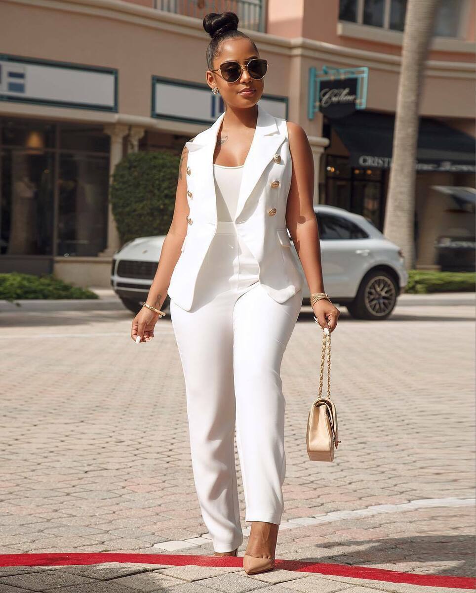 Women Fashion Vest Sleeveless Suit Coat+Solid Long Pants OL