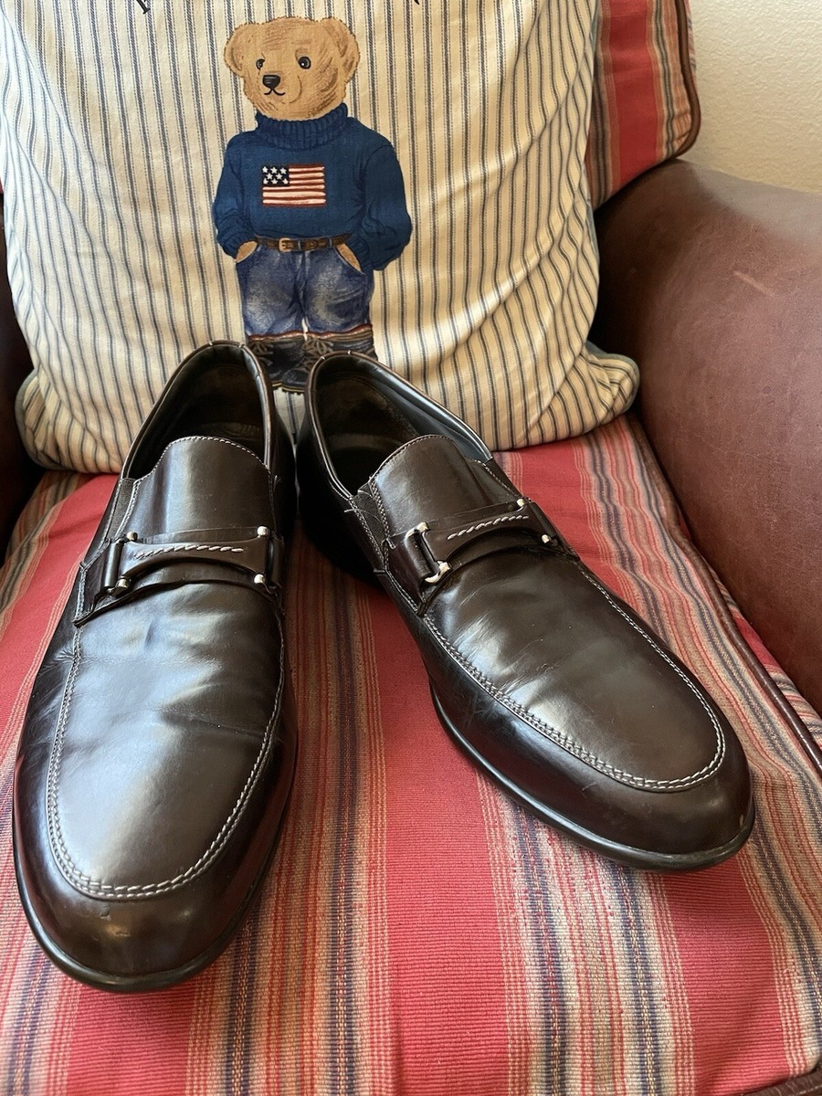 Santoni Made in Italy Leather Covered Bit Loafer in Cordovan  display picture 3