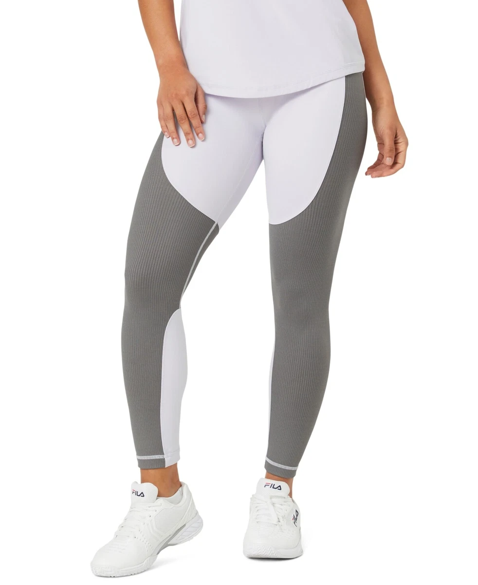 FILA Women's Performa Forza Textured 7/8 Colorblock Leggings White/Gray  X-Small