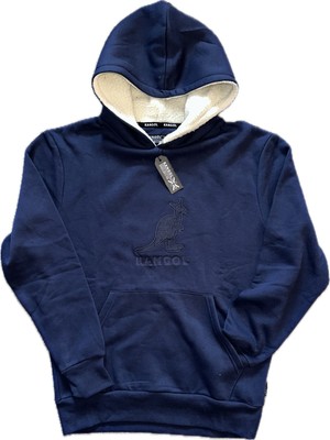 Kangol Tonal Embroidered Sherpa Hoodie Navy Blue  Size Men s M NWT