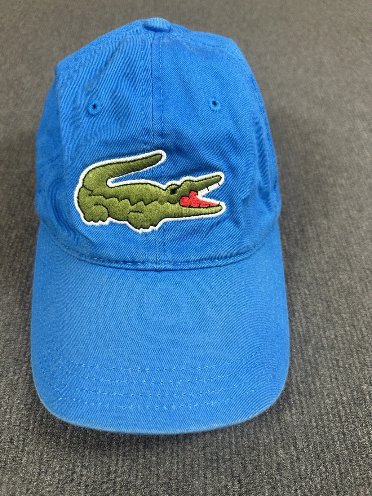 Lacoste Hat Cap Strap Back Blue Green Big Croc Gator Logo Twill Baseball Dad