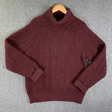 VTG J Peterman Company Heavy Knit Sweater Men Medium Burgundy Fisherman Wool