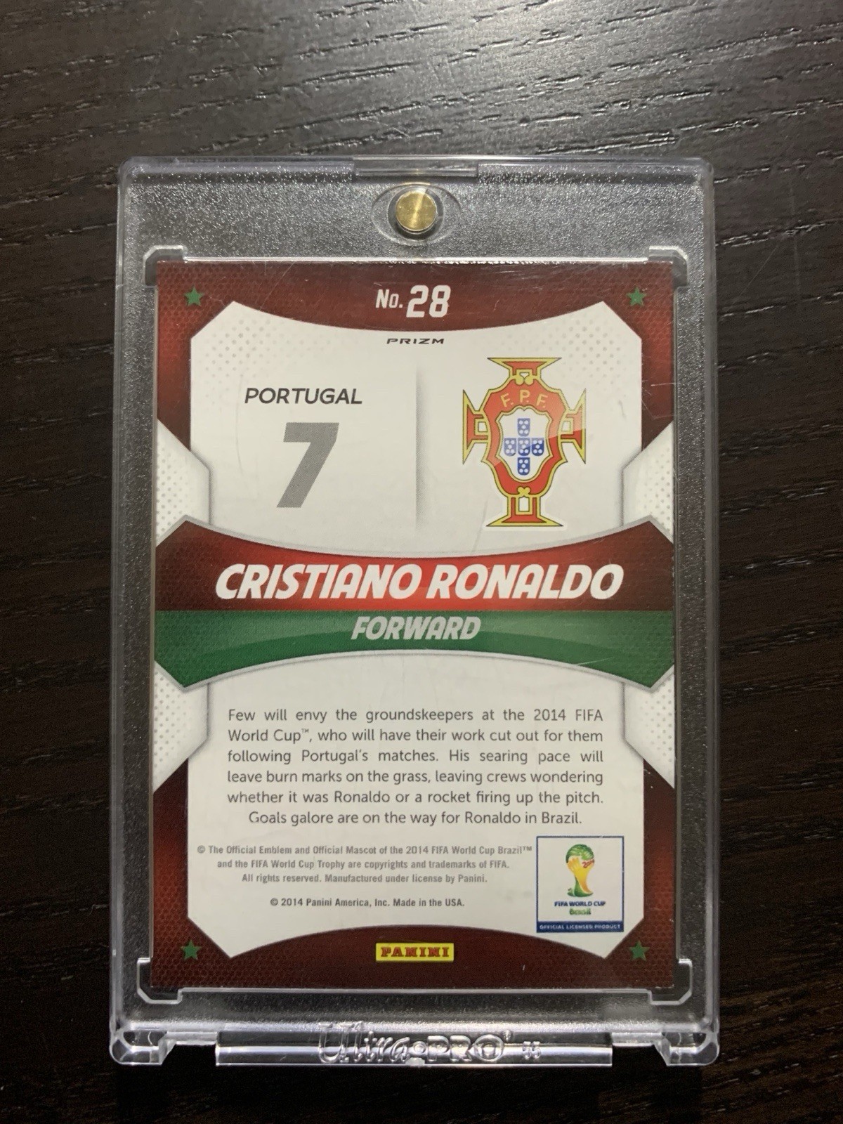 2014 Panini Prizm World Cup Stars Cristiano Ronaldo #28 Silver Prizm view 2