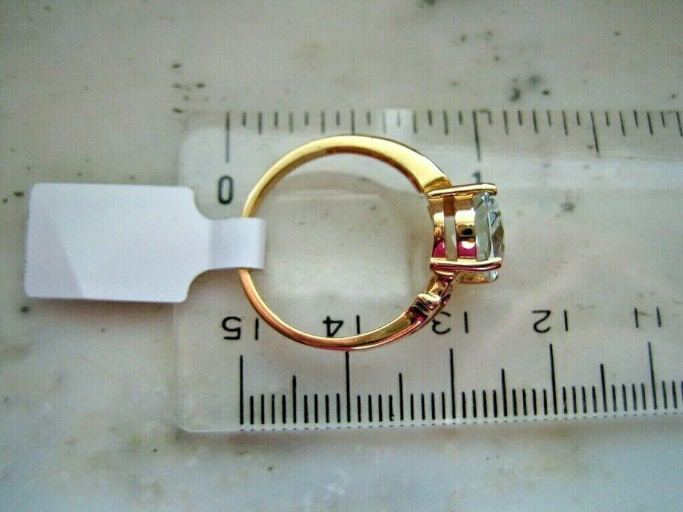 2,58 Karat Natürlicher Aquamarin Und Diamant Edelsteinring 14K Gold F606 - Bild 4 von 4