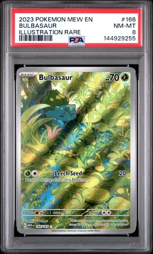 2023 POKEMON MEW EN-151 ILLUSTRATION RARE #166 BULBASAUR PSA 8