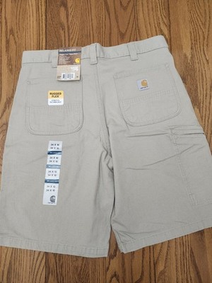 Carhartt Rugged Flex Canvas Work Shorts Relaxed Fit Beige Mens 34 NWT