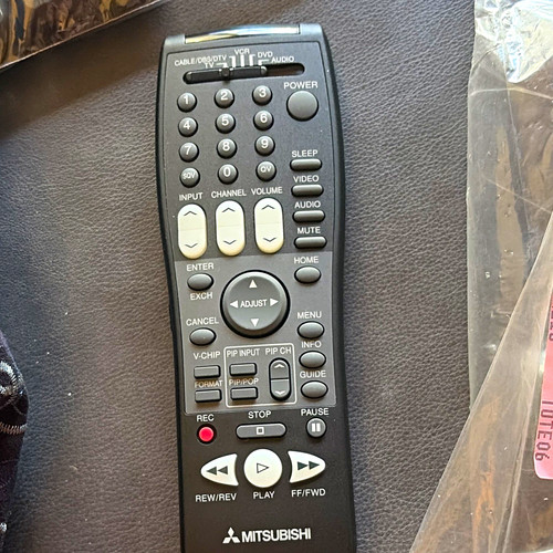 Mitsubishi Wireless Remote Control for TV VCR DVD Audio, Black - Picture 1 of 3