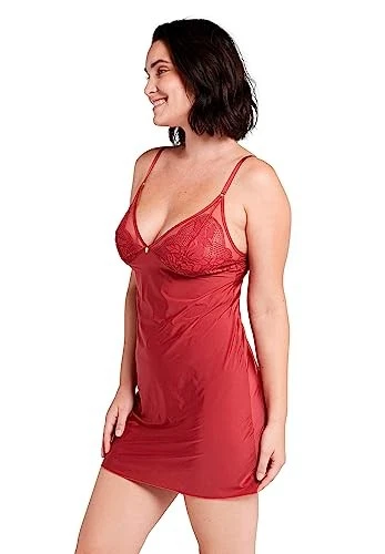 (TG. 50-52) Sans Complexe Charmante Babydoll Lingerie, Rosso Granato, 50-52 Wome - Immagine 4 di 4