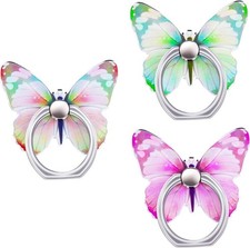 Cobee 3 Pcs Butterfly Cell Phone Ring Stand Holder, Cute Butterfly Pattern Paint