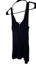 Black Mini Dress Lace Slip LA Hearts Med Rayon Tank Sleeveless Babydoll