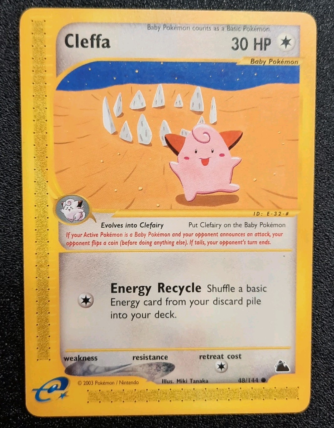 Vintage Pokemon TCG Cleffa Skyridge English 2003 Lightly Played 48/144