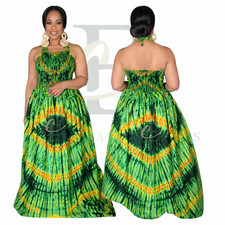 Boho Green Tie-Dye Halter Long Maxi Dress | One Size (S–XXL)