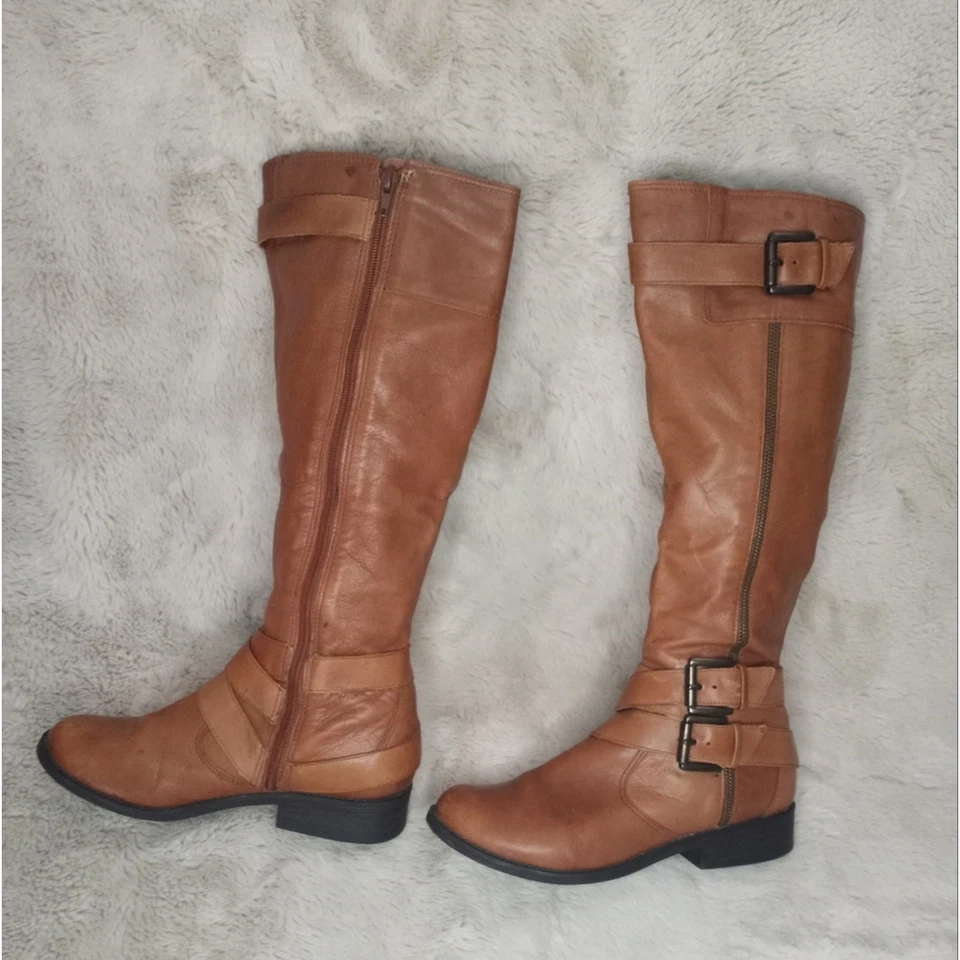 Cathy Jean Cuero Hecho en Brasil Bohemia Occidental Moto Alto Cómodas Botas Indie Foto 4 de 4