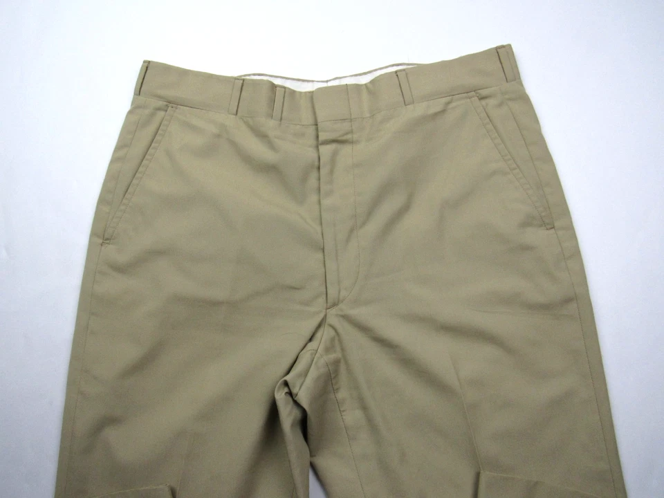 Calça social vintage Corbin cáqui chino frente plana 34 x 30,75 feita nos EUA - Imagem 3 de 4