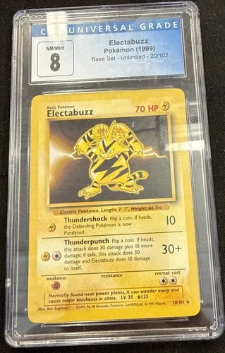 CGC 8 1999 Pokemon Base Set Electabuzz 20/102 Rare Regular English