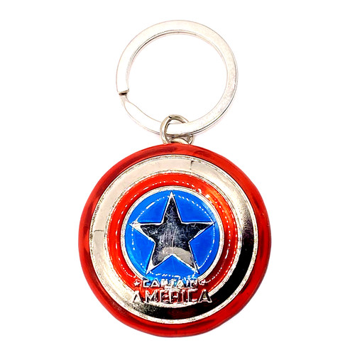 Marvel CAPTAIN AMERICA Keychain Large 2" Stainless Steel Shield -Red Blue Silver