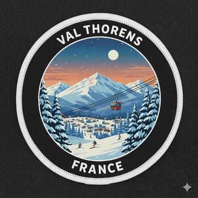 Val Thorens France WINTER Ski Resort Skiing 3'' Dye Sublimation Patch badge