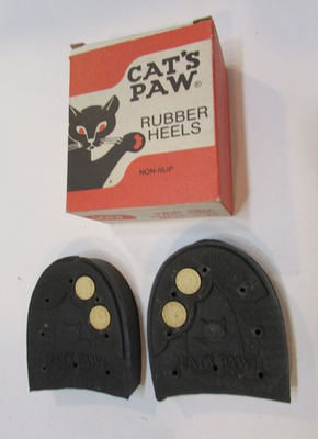 #ad Vintage Cats Paw Black Rubber Twin Grip Washer Whole Shoe Heels sz 9 10 w Box $30.00