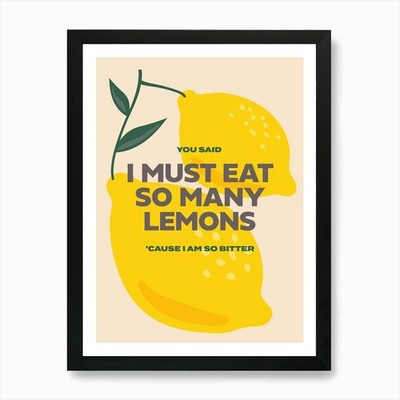 So many Lemons - Songtext Kunst Pr gerahmtes Wandbild Poster Leinwanddruck Bild