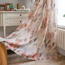 Floral Curtains 63 Inch Length - Linen Textured Fall Curtain Light
