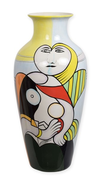 Vase Porzellan Mit Abstraktem Motiv 63Cm Replikat Retro Design Dekoration-image