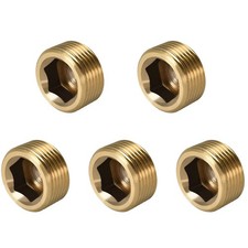 ANPTGHT 1/2" NPT Plug Brass Pipe Fitting, Counter sunk Thread 1/2inch, 5 Pcs 
