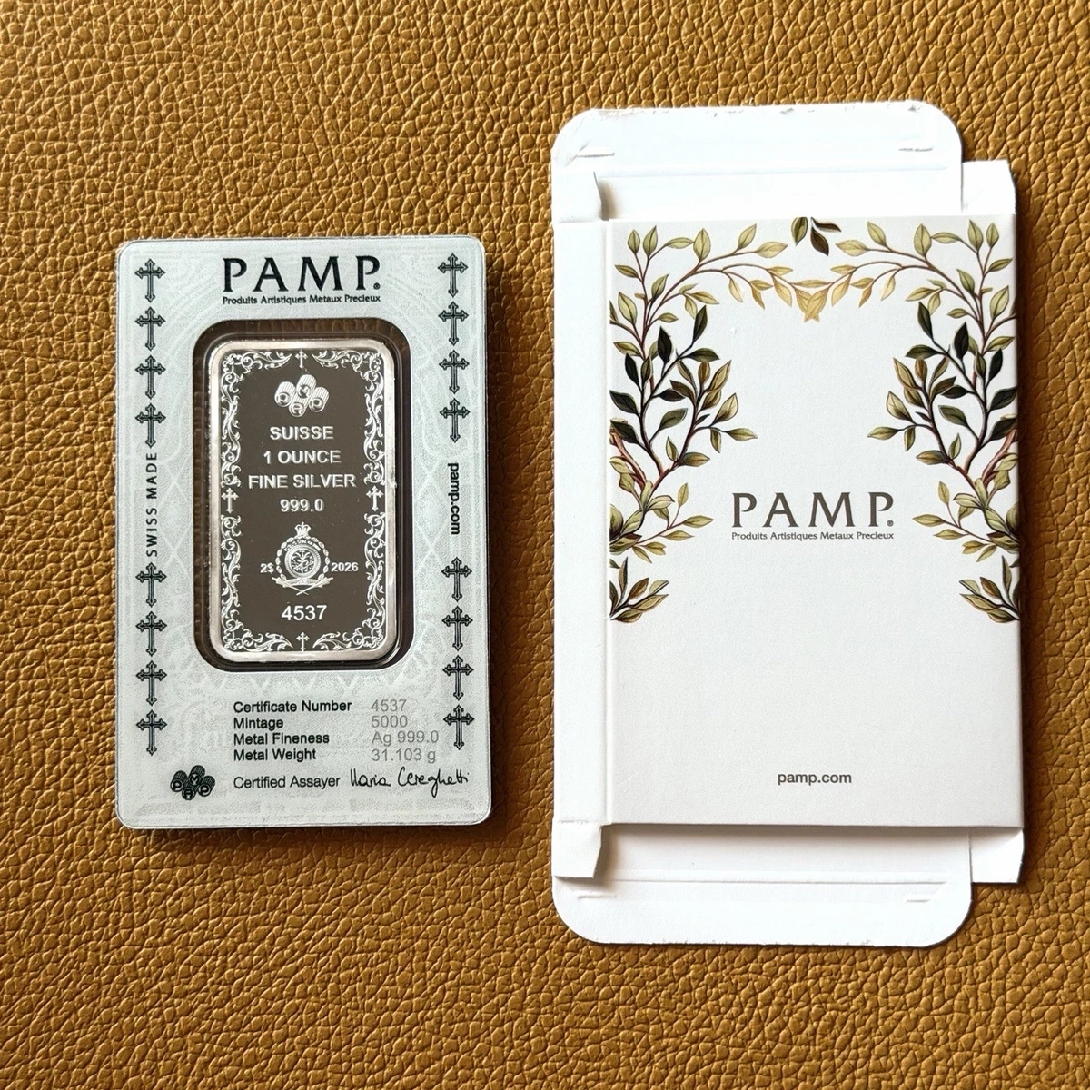 Lingote 1 oz Plata Cruz Del Cristianismo- PAMP - En Envoltorio Original
