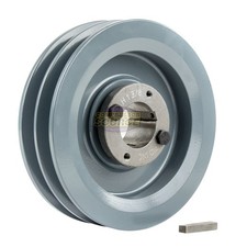 Cast Iron 6.25" Dual Groove Pulley Belt B Section 5L with 1-3/8" Sheave Bushing