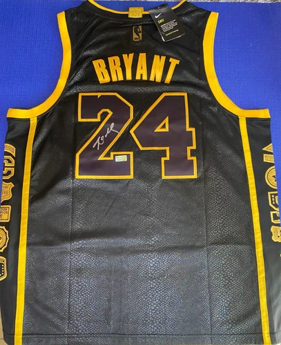 Kobe Bryant HAND SIGNED #8/24 Lakers Basketball Nike Jersey Black W/COA