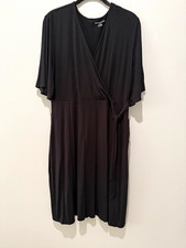 Amazon Essentials Women's Black Faux Wrap V-Neck Tie side dress