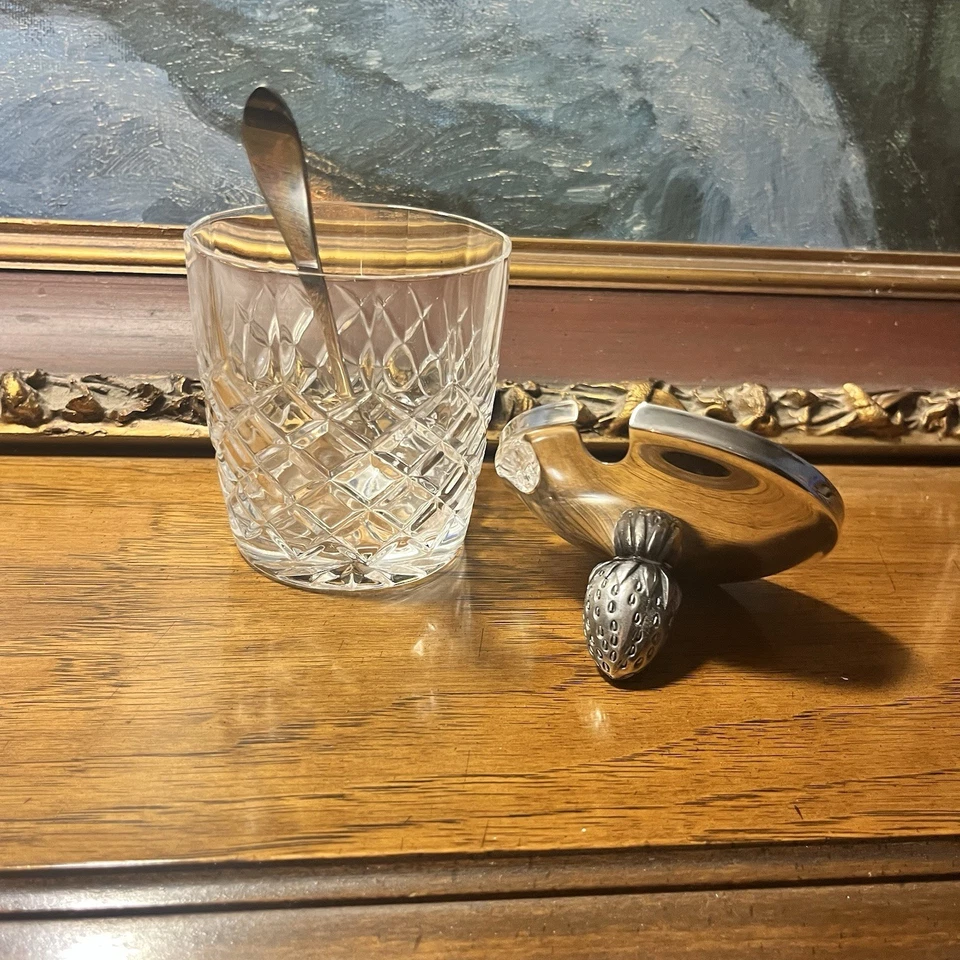 Vintage Sterling Silver Strawberry Lid Crystal Base - Image 2 of 4