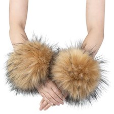 Plush Fluffy Imitation Faux Fox Fur Bracelet Wristband Imitation Raccoon Hair