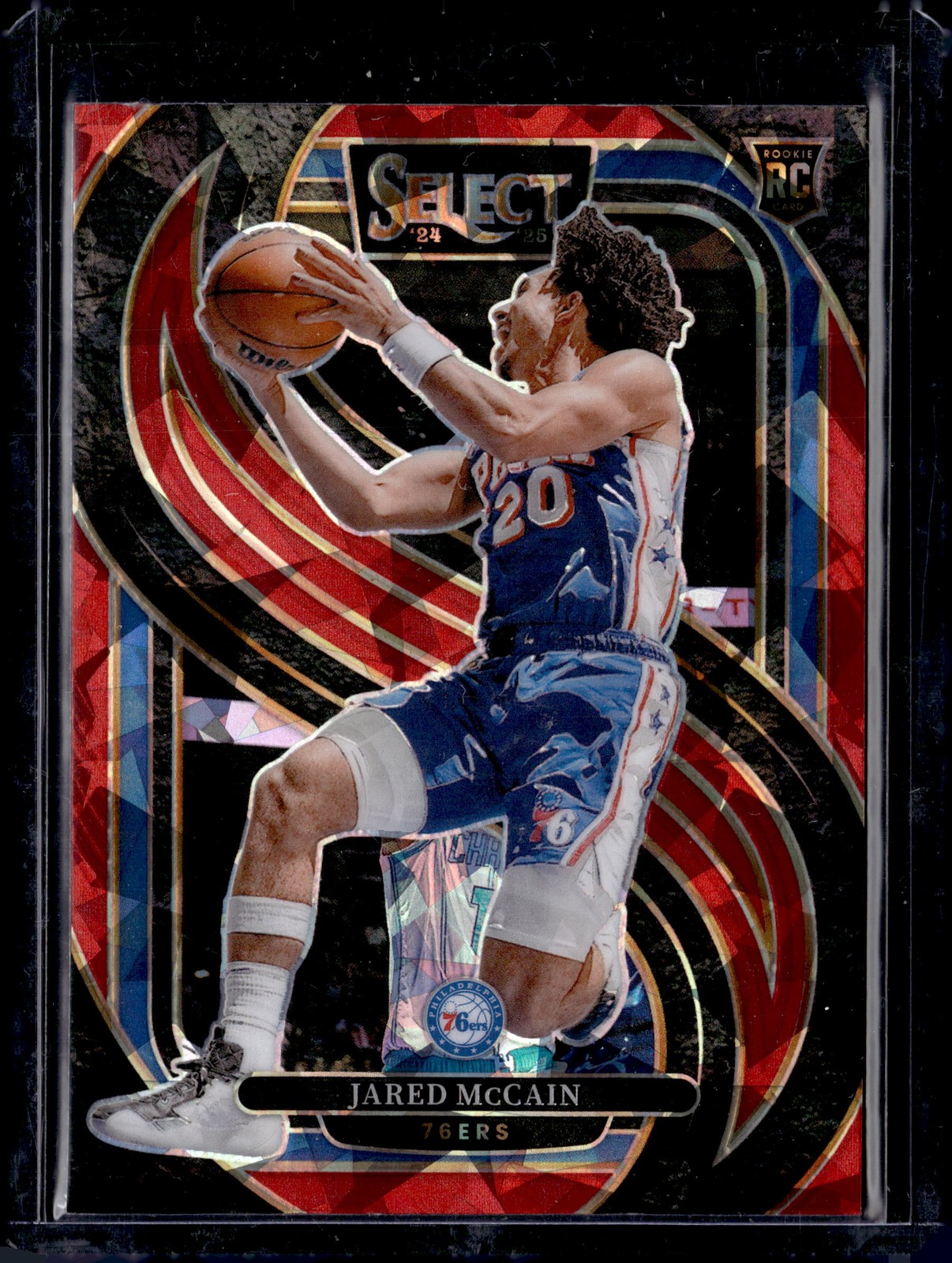 2024-25 Panini Select #184 Jared McCain Red Cracked Ice Prizm