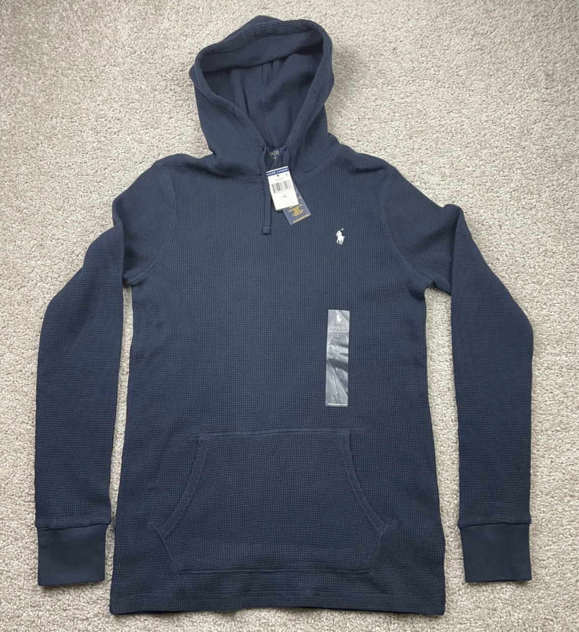 Polo Ralph Lauren Waffle Knit Thermal Pullover Hoodie Men's Large Navy Blue New
Opens in a new windo