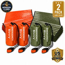 Emergency Mylar Bivvy Sleeping Bag 2 Pack Survival Shelter Waterproof w/ Whistle